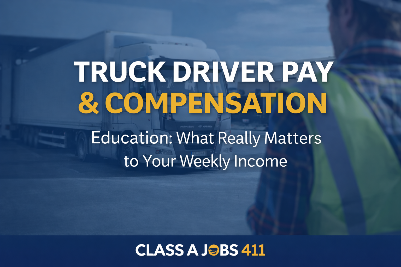 A man in a vest walking next to a truck.